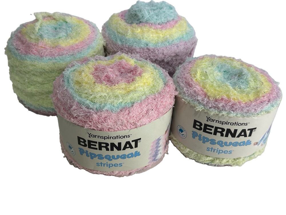 Lot 4 Bernat Pipsqueak Stripes Yarn Lullaby 60012 284 Yds Discontinued Pastel